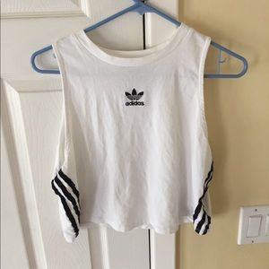 Adidas 3 Stripe Cropped Muscle Tee